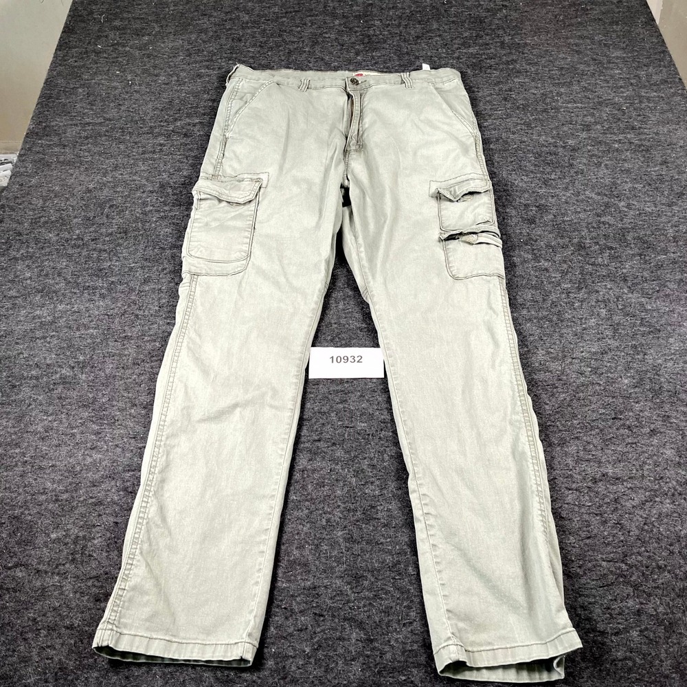 Wrangler Regular Taper Cargo Pants Men 36x32 Green Cotton Stretch Casual Outdoor
